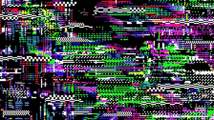 Vector retro pixel glitch background of color tv screen
