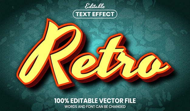 retro text, font style editable text effect