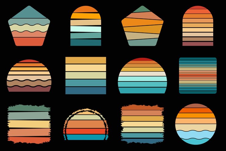 Vector retro vintage sunset vector collection for your design