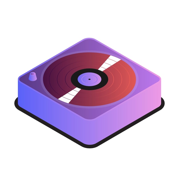 Retro vinyl record vector flat design illustration gradient color vintage