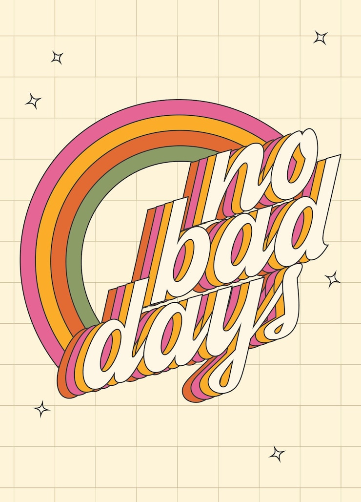 Vector retro y2k groovy spring poster lettering no bad days retro poster