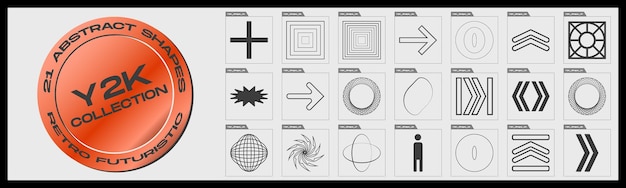 retrofuturistic y2k geometry design elements collection minimalist geometric elements frames inspired brutalism
