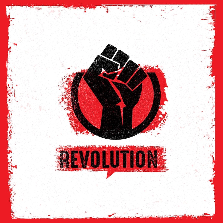Vector revolution protest fist creative grunge vector concept inspiring creative motivation quote poster