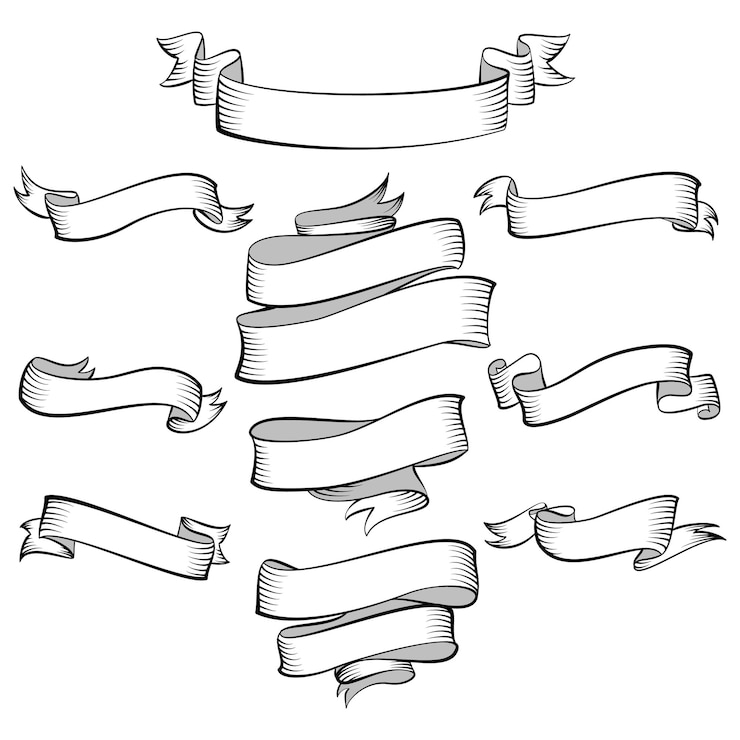ribbon illustrator vector design set