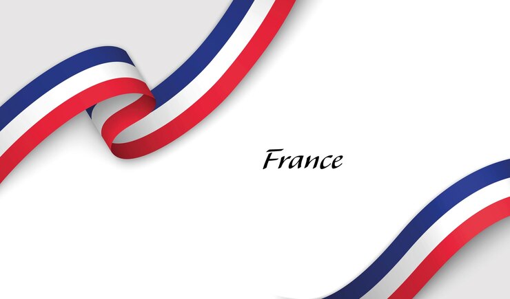 Ribbon with fllag of France on white background