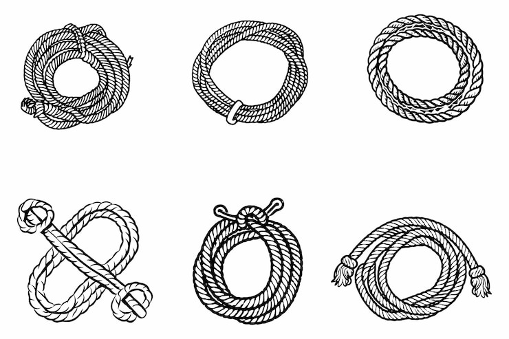 Vector rigging rope outline vector illustration on white background