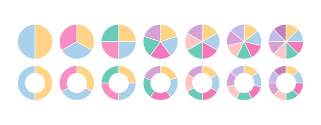 ring section template circular structure chart divided into multicolor segments circle piechart