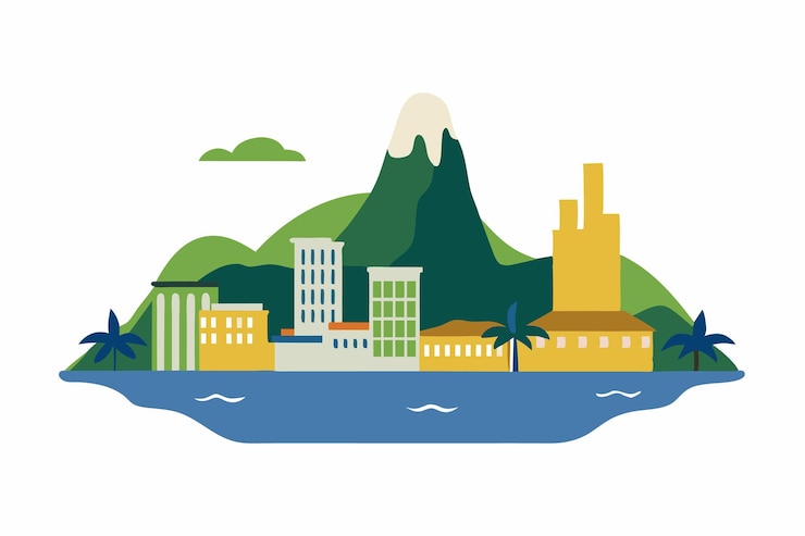Vector rio de janeiro city illustration on white background