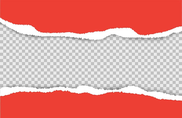 Ripped paper. Torn red paper sheets set. ripped sheets isolated on transparent background. Christmas background
