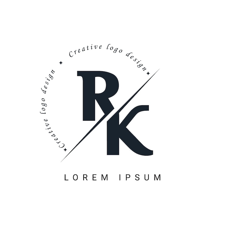 Vector rk letter logo design with a creative cut creative logo design