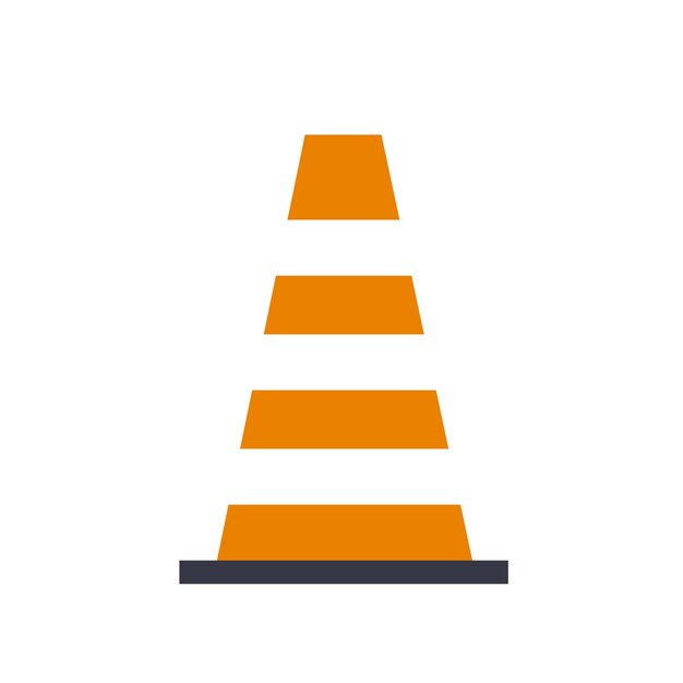 Road cone sign used at a construction site to mark the boundaries of the territory