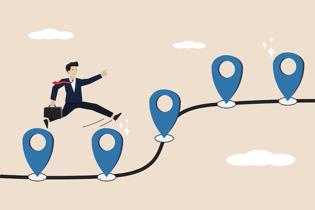 road map business journey achievements workflow towards success business illustration