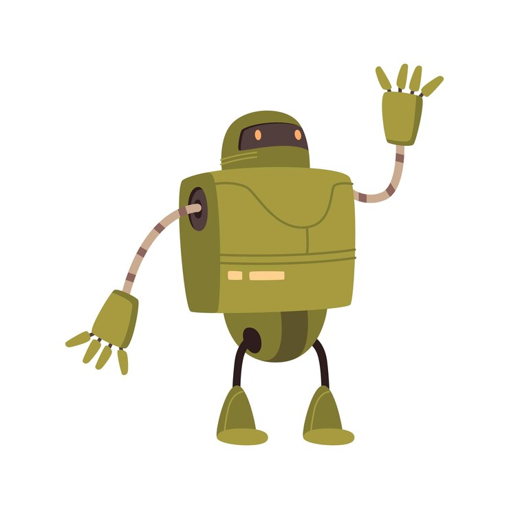 Vector robot character waving hand modern technologies