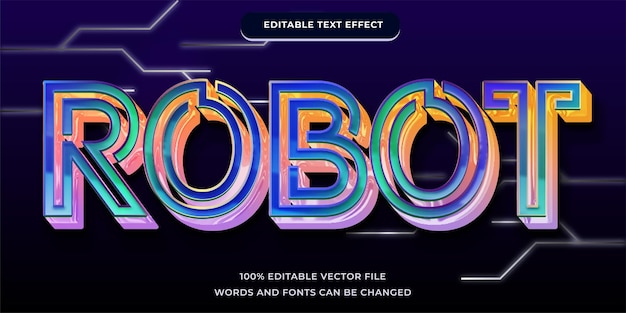 robot text effect technology style with editable font