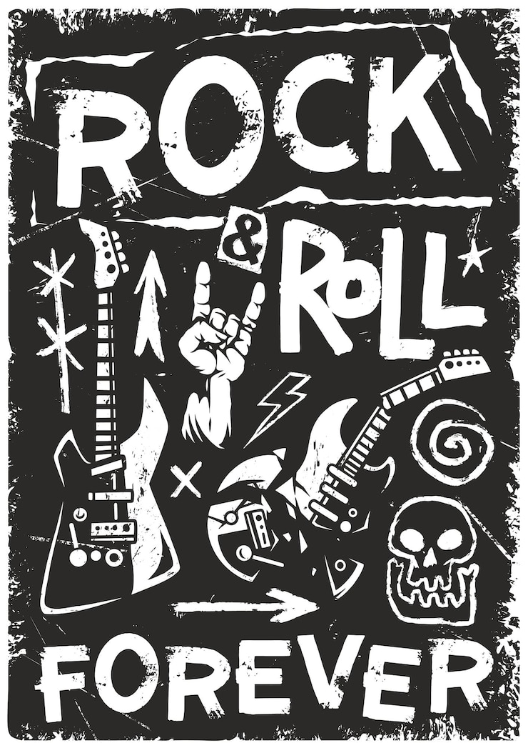 Vector rock and roll forever graphic illustration