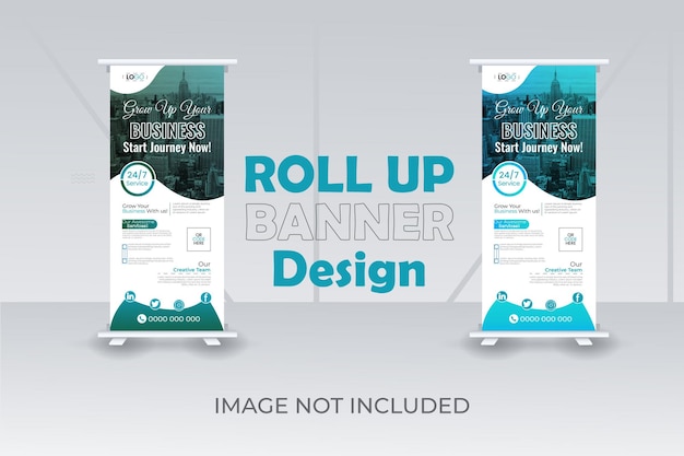 Roll Up Banner Design Roll Up Banner Mock up DesignNavy Blue And Blue Color Roll Up Banner