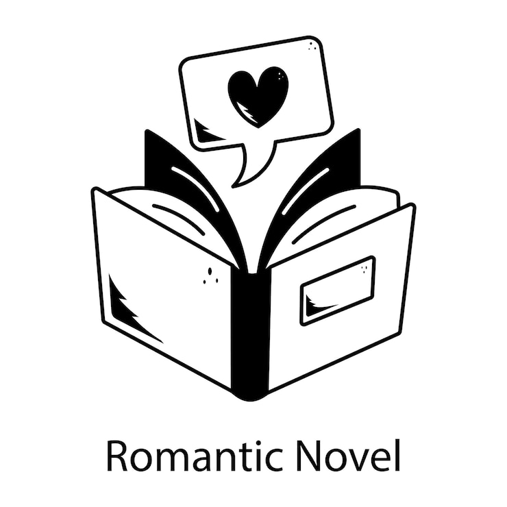 Vector romantic novel hand drawn icon