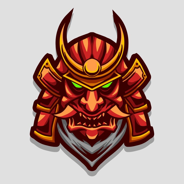 Vector ronin head mask illustration isolated