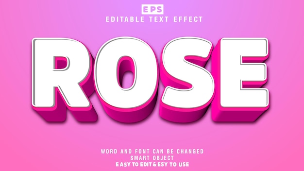 Rose 3d Editable Text Effect Vector With Background