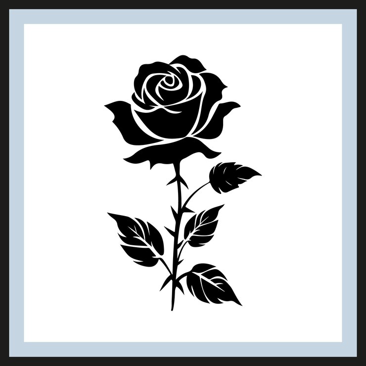 Vector rose flower black and white silhouette vector