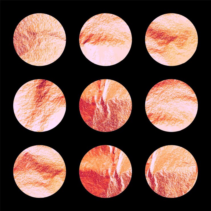 Vector rose gold foil shiny handmade circles golden glittering texture pattern luxury shining hand drawn
