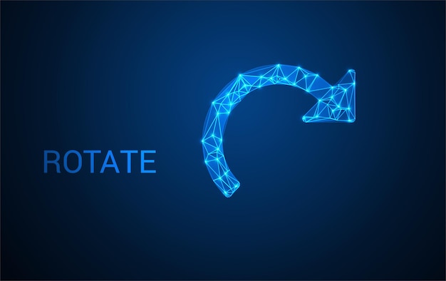 Rotate Icon Made of Glowing Blue Polygonal Lines Futuristic Technology Symbol Refresh Arrow Digital Loop Concept