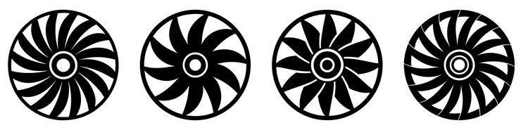 Vector rotor icons set black propeller icon isolated on white background