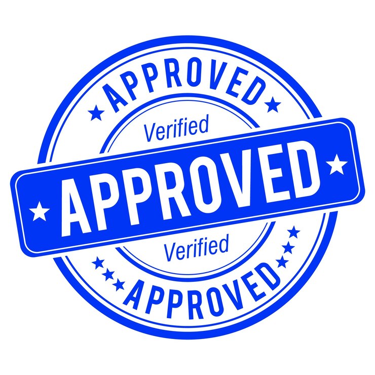 Round approved stamp blue color template