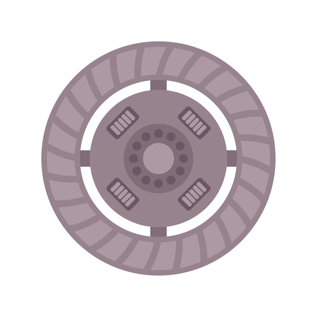 Round clutch plate with friction lining and hub isolated on white background