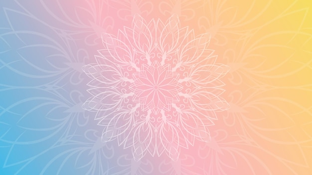 Round mandala on colorfull gradient background Translucent mesh pattern in the form of a mandala