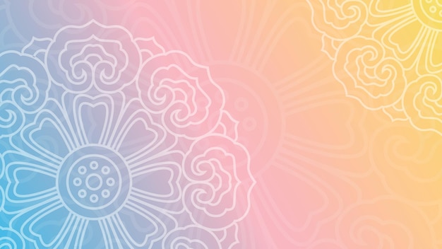 Round mandala on colorfull gradient background Translucent mesh pattern in the form of a mandala