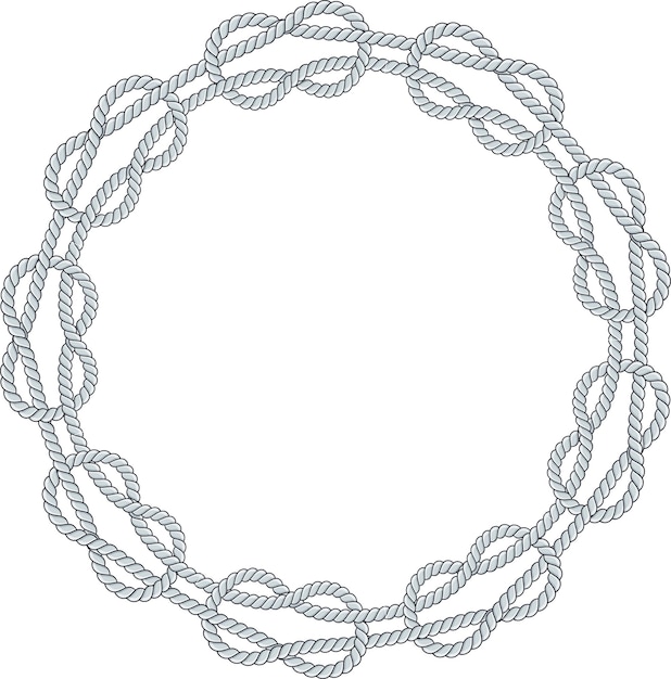 round rope frame isolated on white background twisted cord