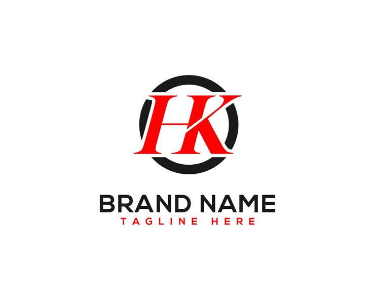 Vector round style hk letter company and brand identity logo design