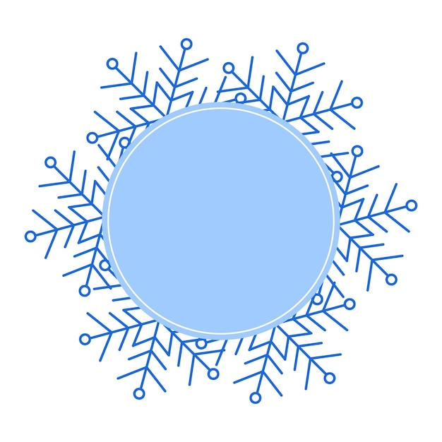 Round Vector blue Christmas winter frame made of snowflakes with place for text Perfect copyspace
