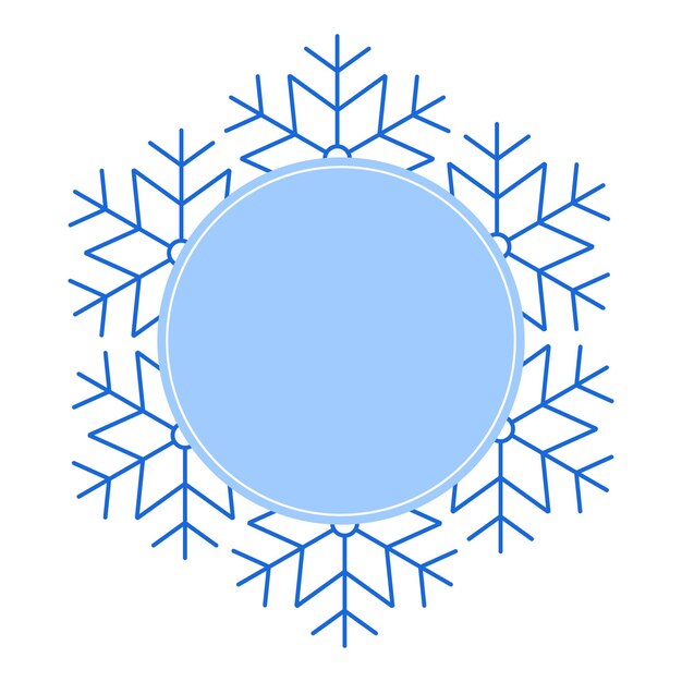 Round Vector blue Christmas winter frame made of snowflakes with place for text Perfect copyspace