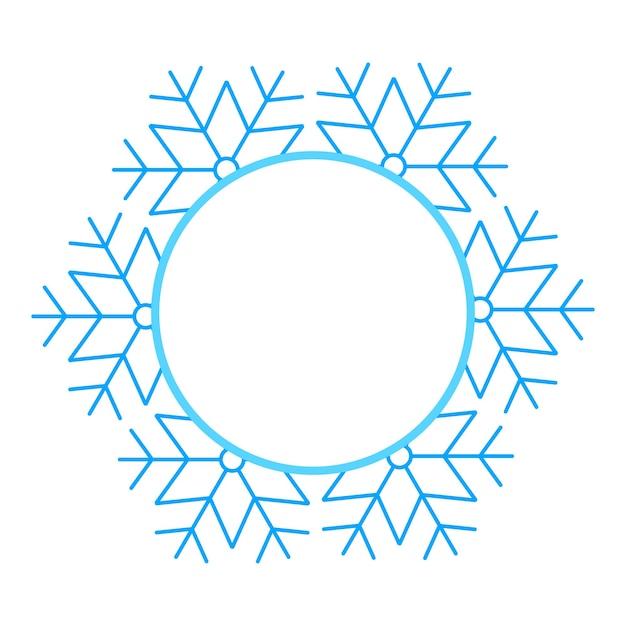 Round Vector blue Christmas winter frame made of snowflakes with place for text Perfect copyspace