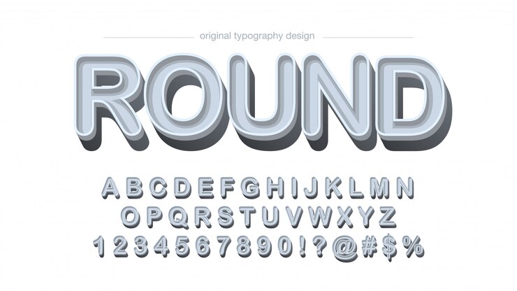 Vector rounded grey clean artistic font