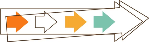 Row of Straight Arrows Pointers Icon in Line Art Style