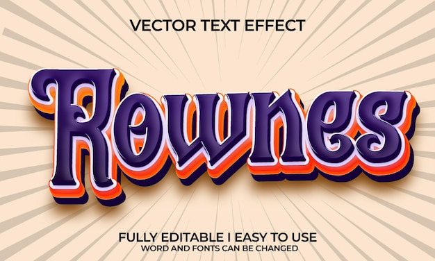 Rownes Fully Editable 3d Vector Text Effect