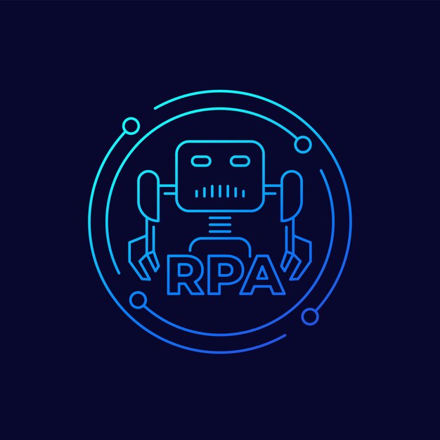 RPA bot icon Robotic process automation linear design