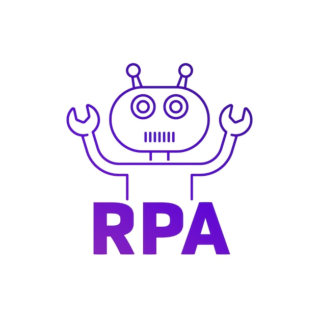 RPA bot icon Robotic process automation linear design