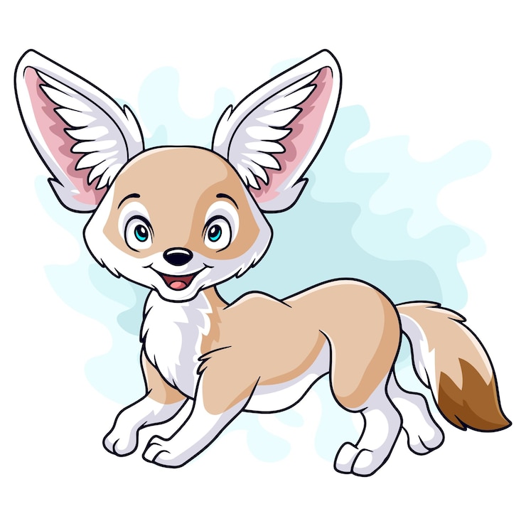 Vector rubah fennec lucu kartun terisolasi dengan latar belakang putih