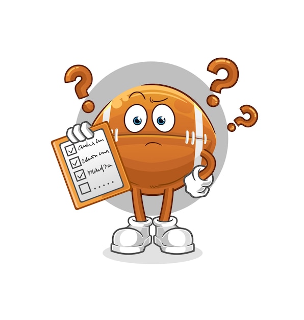 Rugby ball schedule list vector cartoon character