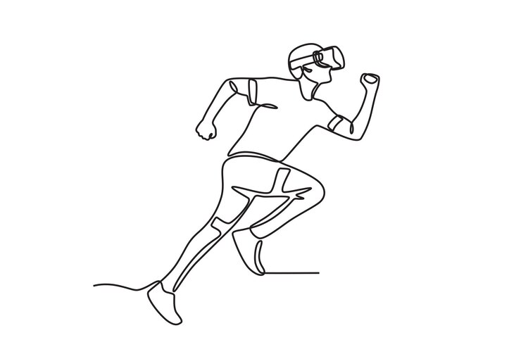 Vector running athlete using vr glasses