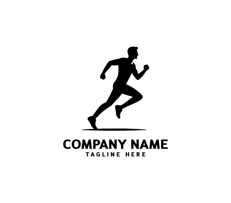 Running Man silhouette logo Marathon logo black Speed Running Concept Running club sports vector