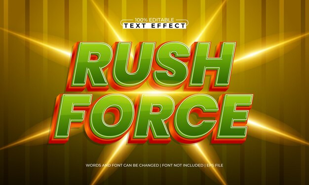 rush force editable text effect with a fast and speed text style