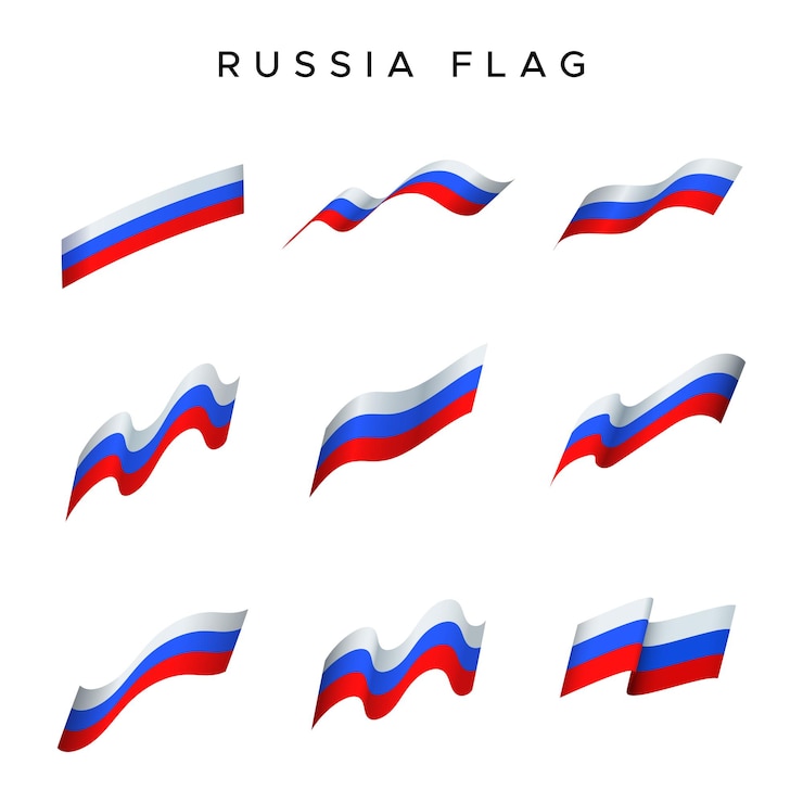 Vector russian state flag in waving style design element of russian holiday celebration