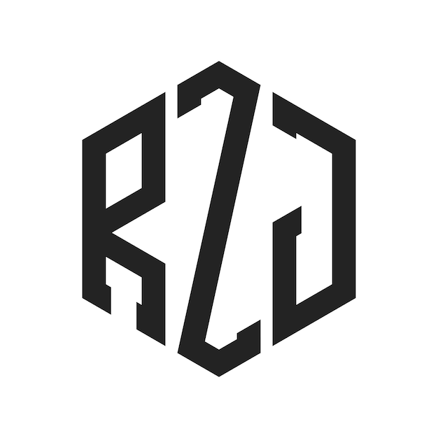 RZJ Logo Design Initial Letter RZJ Monogram Logo using Hexagon shape