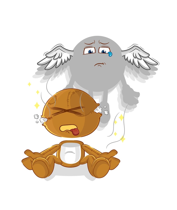 Vector sack doll spirit leaves the body mascot cartoon vector