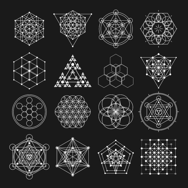 Vector sacred geometry vector design elements.